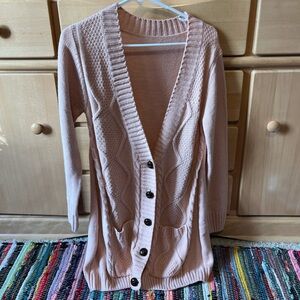 Pink Button-Up Women's Sweater